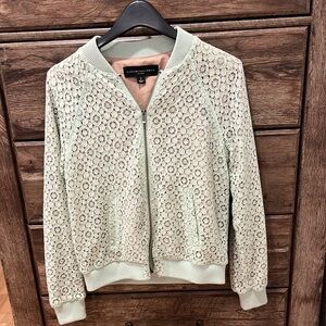 Victoria Beckham Green Lace Bomber Jacket size small